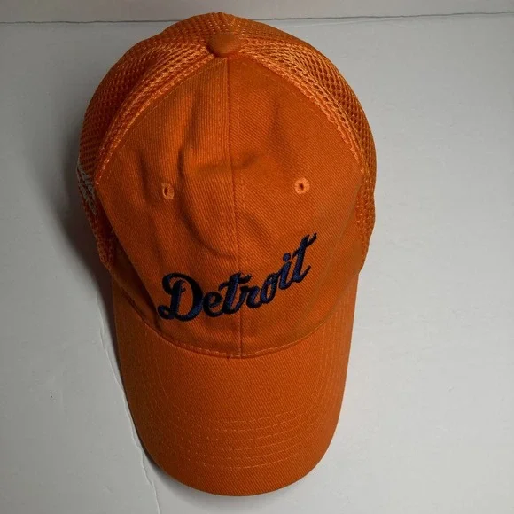 Detroit Cap Hat Adult Orange Fitted Budweiser Great American Lager‎ Embroidered - Picture 3 of 13